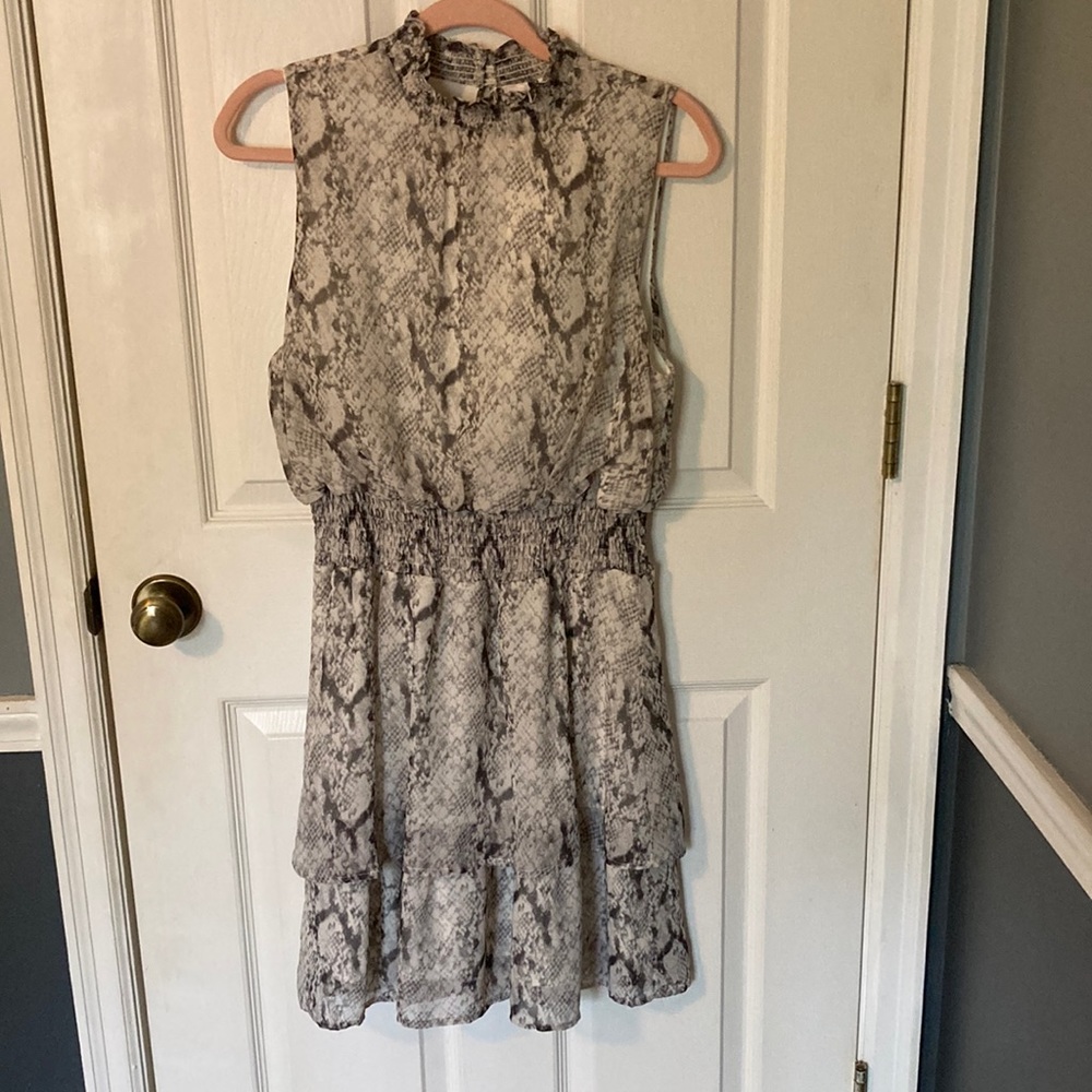 Plush Boutique Grey and White Snake Print Halter Neck Dress